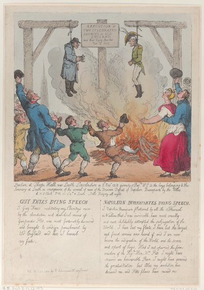 Avrättning av två berömda fiender från Old England, 27 november 1813., 27 november 1813. av Thomas Rowlandson