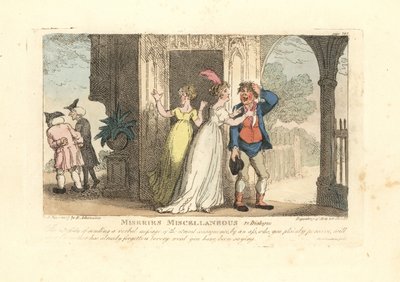 Fashionabla kvinna som skickar ett verbalt meddelande via en dåre av Thomas Rowlandson