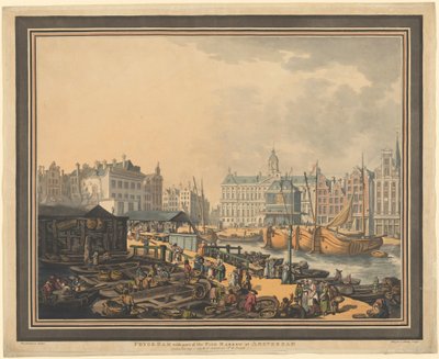 Feyge Dam, med en del av fiskmarknaden i Amsterdam av Thomas Rowlandson