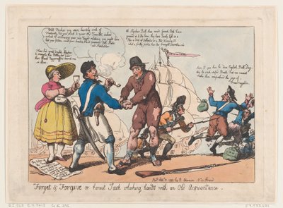 Forget & Forgive, or Honest Jack Shaking Hands with and Old Acquaintance, Se..., 3 september 1799 av Thomas Rowlandson