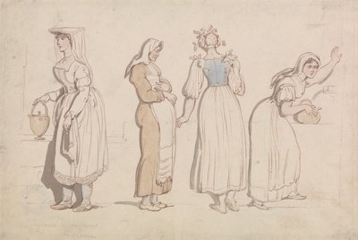 Fyra kvinnor vid en brunn i Rom av Thomas Rowlandson