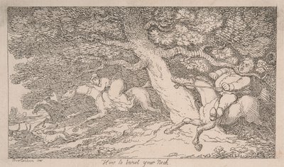 Rävjakt: Hur man vrider nacken [ur ”Advice to Sportsmen”] av Thomas Rowlandson