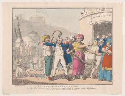 Förbrödring i Grand Cairo, eller The Mad General & his Bonny Party Troligen ..., 9 oktober 1798. av Thomas Rowlandson