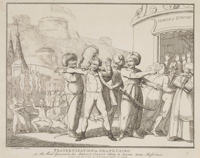 ”Fraternisering i Grand Cairo” eller ”Den galna generalen och hans glada gäng” – på väg att bli tamma muslimer av Thomas Rowlandson