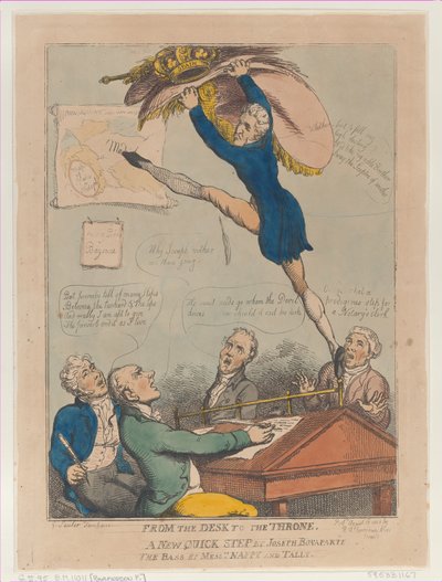 From the Desk to the Throne, A New Quick Step av Joseph Bonaparte the Bass av M..., 18 augusti 1808. av Thomas Rowlandson