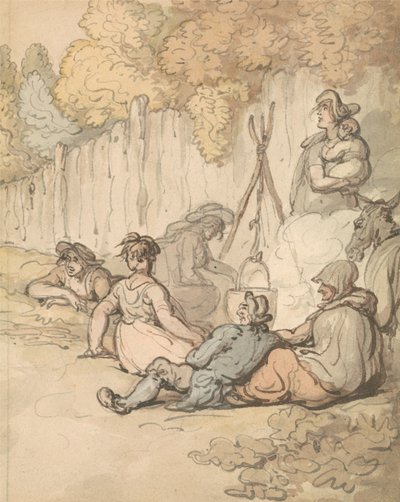 Zigenare som lagar mat över öppen eld av Thomas Rowlandson