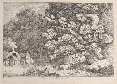 Hengar nära Camelford, Cornwall, från Views in Cornwall, ca. 1812., ca. 1812. av Thomas Rowlandson