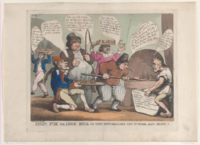 Mycket roligt för John Bull, eller republikanerna Put to their Last Shift, november ..., 12 november 1798. av Thomas Rowlandson