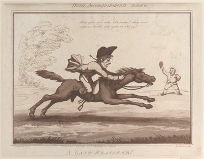 Horse Accomplishments, Sketch 11: A Land Measurer !!, 1 augusti 1799., 1 augusti 1799. av Thomas Rowlandson