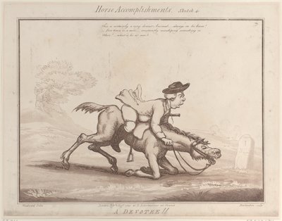 Horse Accomplishments, Sketch 4: A Devotee !!, 1 augusti 1799., 1 augusti 1799. av Thomas Rowlandson