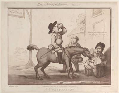 Horse Accomplishments, Sketch 5: A Politician !!, 1 augusti 1799., 1 augusti 1799. av Thomas Rowlandson