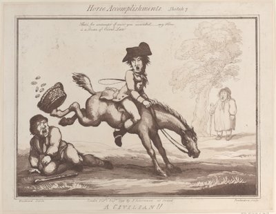 Horse Accomplishments, Sketch 7: A Civilian !!, 1 augusti 1799., 1 augusti 1799. av Thomas Rowlandson
