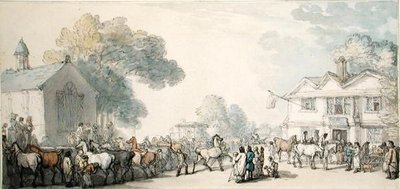 Horse Fair, Southampton (penna & bläck och akvarell på papper) av Thomas Rowlandson