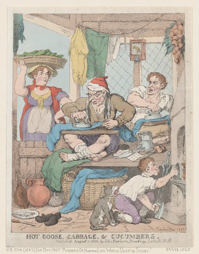 Varm gås, kål och gurka, 1823., 1823. av Thomas Rowlandson