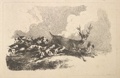 Hundar som jagar en hjort, 1784-88. av Thomas Rowlandson