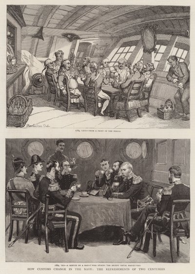 Hur tullen förändras i flottan, två århundradens förfriskningar av Thomas Rowlandson