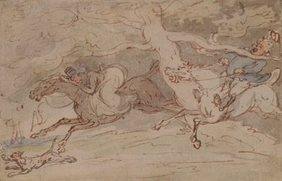 "Hur man vrider på halsen" (penna, rött bläck och akvarell på papper) av Thomas Rowlandson