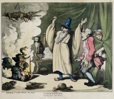 Humbugging or Raising the Devil, 1800 (färg litho) av Thomas Rowlandson