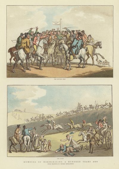 Humor för hästkapplöpning för hundra år sedan av Thomas Rowlandson