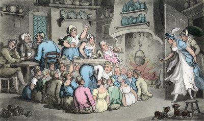 Jaga tofflor, illustration från "The Vicar of Wakefield" av Oliver Goldsmith, pub. Ackermann, 1817 (handfärgad gravyr) av Thomas Rowlandson