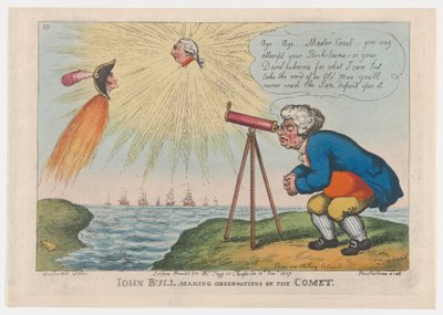 John Bull gör observationer på kometen, 10 november 1807., 10 november 1807. av Thomas Rowlandson