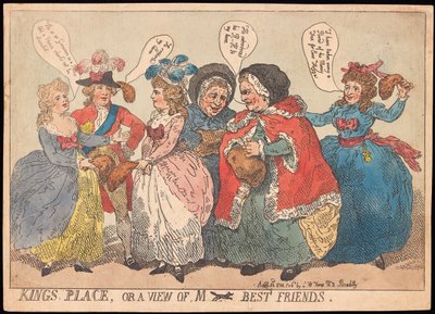 Kings Place, eller utsikt över M ---- Best Friends, pub. 1784 (handfärgad gravyr) av Thomas Rowlandson