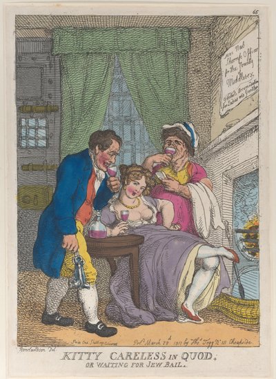 Kitty Careless in Quod eller Waiting for Jew Bail, 28 mars 1811., 28 mars 1811. av Thomas Rowlandson