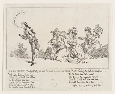 La politesse Françoise, eller The English Ladies Petition to His Excellence the Mushro..., 4 maj 1789. av Thomas Rowlandson