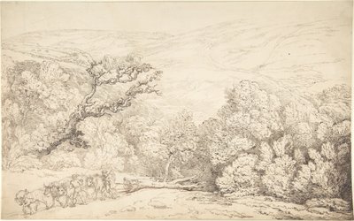 Landskap med oxar och ett fällt träd av Thomas Rowlandson