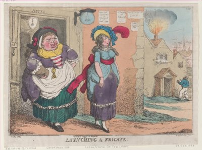 Lansering av en fregatt, [1 februari 1809], nytryck., [1 februari 1809], nytryck. av Thomas Rowlandson