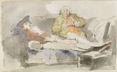 Lata på en soffa (akvarell över penna och bläck) av Thomas Rowlandson