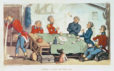 Lära sig att röka och dricka Grog. 1815 av Thomas Rowlandson