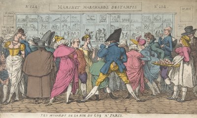 Musarderna på Rue du Coq i Paris Dawdlers på Rue Coq, Paris, ca. 1810., ca. 1810. av Thomas Rowlandson