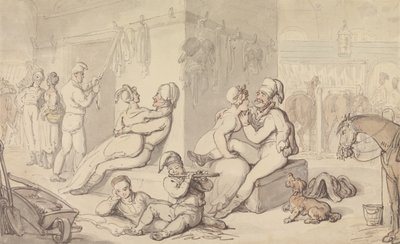 Light-Horse Cavalry Barracks (akvarell och penna och bläck på papper) av Thomas Rowlandson