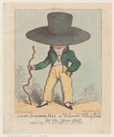 Lätt sommarhatt och moderiktiga promenadkäppar för år 1801, 10 juli 1801., 10 juli 1801. av Thomas Rowlandson