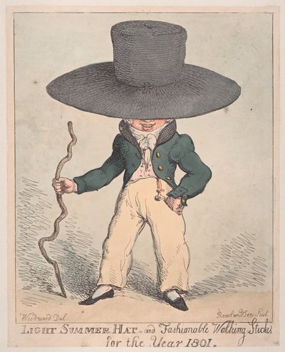 Lätt sommarhatt och moderiktiga promenadkäppar för år 1801, 10 juli 1801., 10 juli 1801. av Thomas Rowlandson