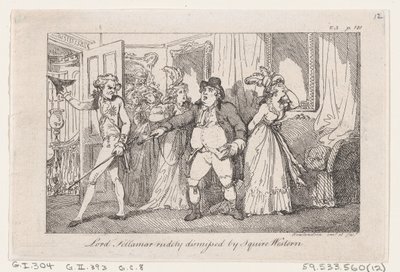 Lord Tellamar avfärdad grovt av Squire Western, från The History of Tom Jones, a Foundl..., 1792. av Thomas Rowlandson