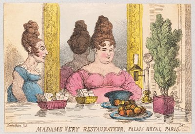 Madame Very, krögare, Palais Royal, Paris, pub. 1814 (handfärgad gravyr) av Thomas Rowlandson