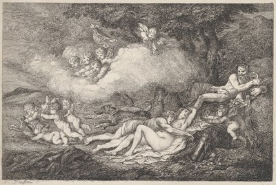 Mars och sovande Venus med Putti, 1799., 1799. av Thomas Rowlandson