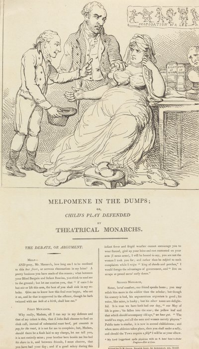 Melpomene i djuperna; om barnlek som försvaras av teatermonarker av Thomas Rowlandson