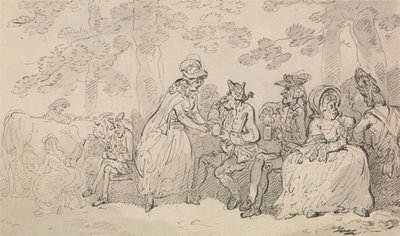 Mjölkflickor och herrar i St. James’s Park av Thomas Rowlandson