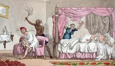 Elände i Indien, från "The Grand Master, or Adventures of Qui Hi? in Hindostan". A Hudibras Poem in Eight Cantos by Quiz", av William Combe (1741-1823) utgiven av Thomas Tegg, London. av Thomas Rowlandson