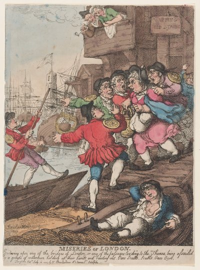 Miseries of London: Går in på någon av Londons broar eller något av passet..., 14 juli 1807. av Thomas Rowlandson