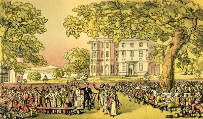 "Miss Worthys äktenskap - Dr Syntax i stolen" av Thomas Rowlandson