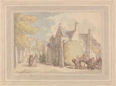 Munkar som är karusering utanför ett kloster av Thomas Rowlandson