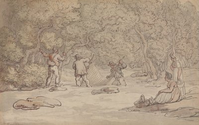 Att sätta upp nät i en laxdamm av Thomas Rowlandson