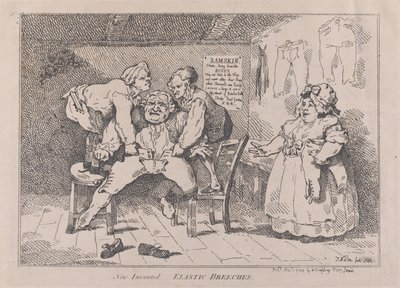 Nya uppfunna elastiska ridbyxor, 1 november 1784, 1 november 1784. av Thomas Rowlandson