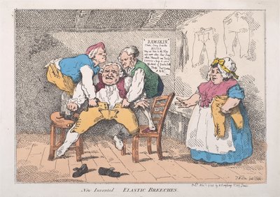 Nya uppfunna elastiska ridbyxor, 1 november 1784, 1 november 1784. av Thomas Rowlandson