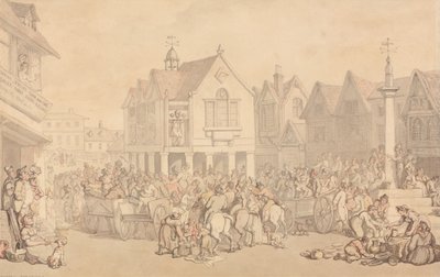 Newbury Market Place, Berkshire av Thomas Rowlandson