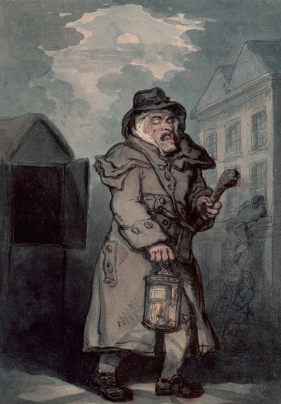 Nattväktare, sent 1700-tal av Thomas Rowlandson